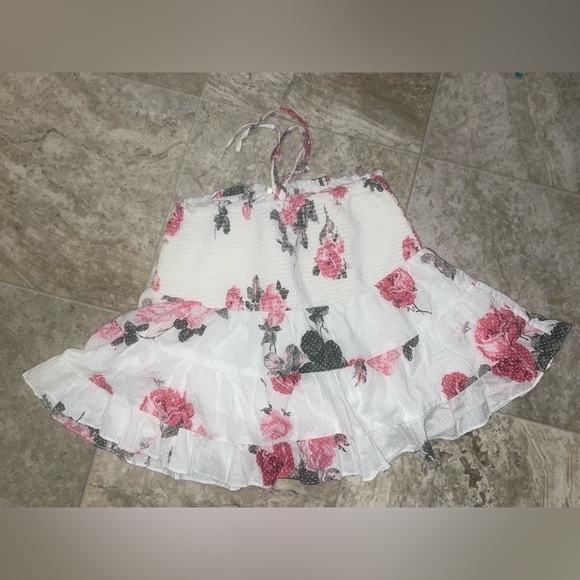 LoveShackFancy Aldana Smocked Floral White and Paradise Pink Mini Skirt 🌸 Small - Picture 13 of 16